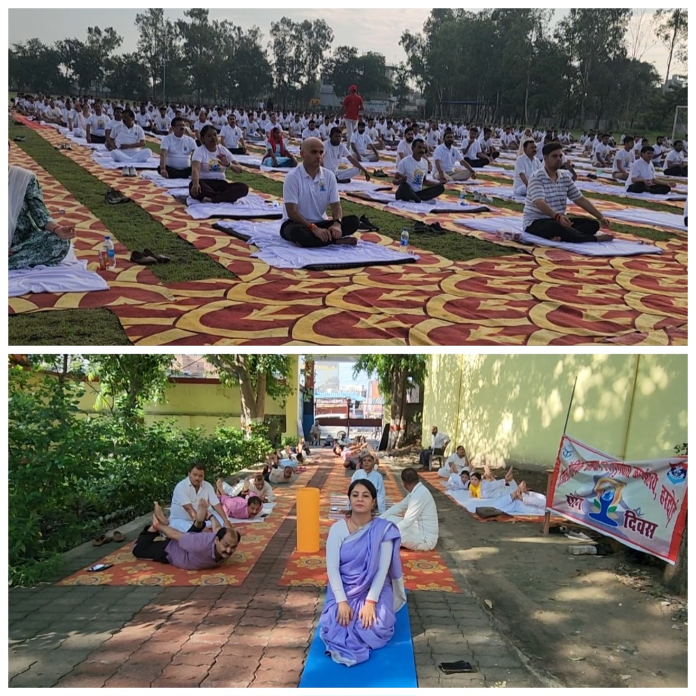 अंतर्राष्ट्रीय योग दिवस पर हरदोई के स्टेडियम में जिलाधिकारी अनुनय झा और पुलिस अधीक्षक नीरज जादौन सहित अधिकारियों और स्थानीय लोगों ने किया योग, सोल्जर बोर्ड में पूर्व सैनिकों और वीरांगना सेवा संस्था के कार्यकर्ताओं ने भी योग शिविर का किया आयोजन 