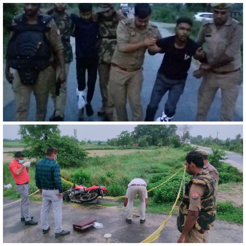 महिला के कुंडल छीनकर फरार चल रहे बदमाशों के साथ पुलिस की मुठभेड़, दो बदमाशों के पैर में लगी गोली