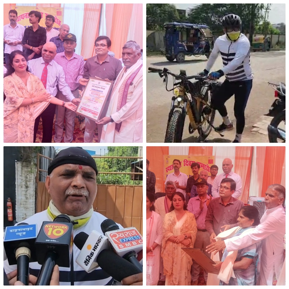 साइकिल चलाकर लखनऊ से हरदोई पहुँचे ब्रिगेडियर एस.एन. तिवारी, सोल्जरबोर्ड कार्यालय पहुंचकर शहीद परिवारों का किया सम्मान, जाना उनका हाल