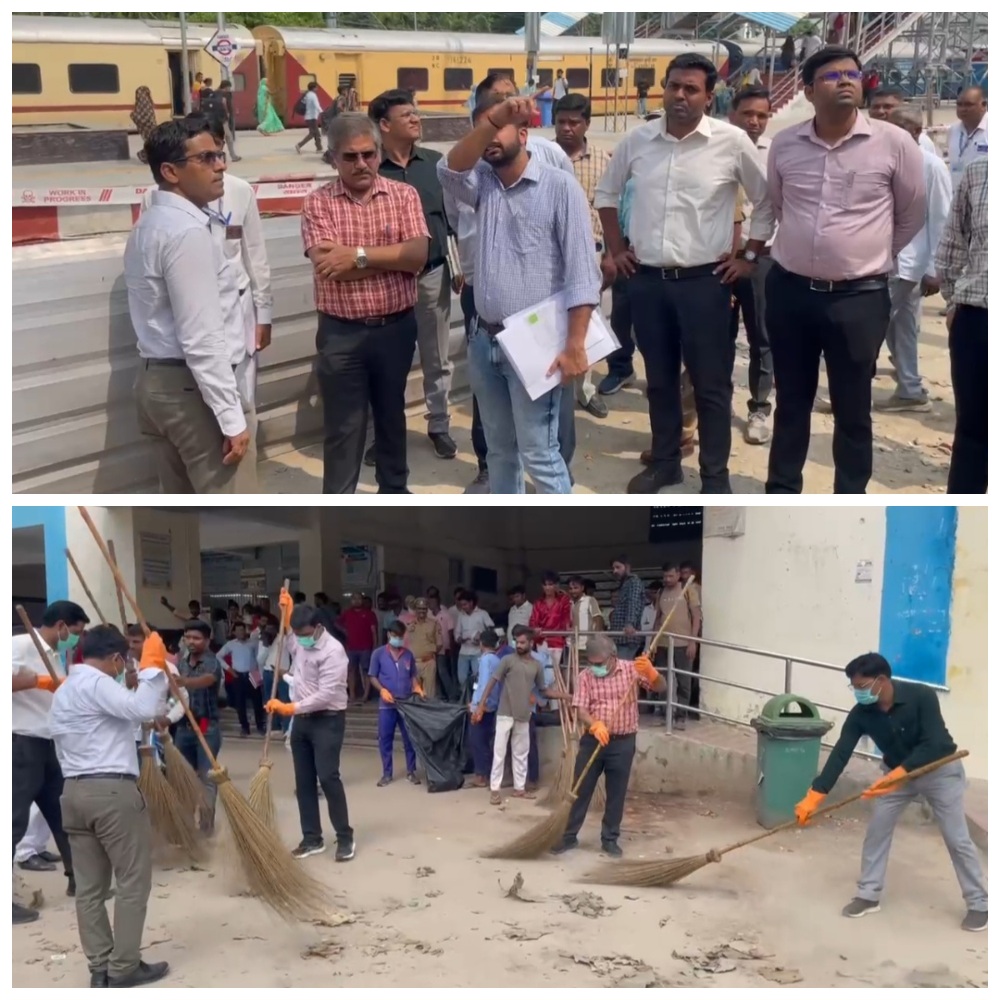 डीआरएम संग्रह मौर्य ने हरदोई स्टेशन पर किया निरीक्षण, श्रमदान कर दिया स्वच्छता का संदेश