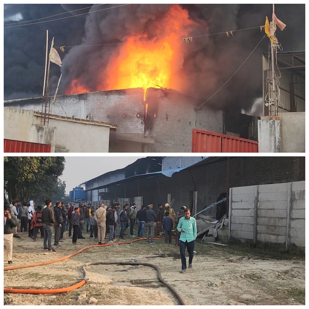 हरदोई में दोना–पत्तल फैक्ट्री में लगी भीषण आग, इलाके में मचा हड़कंप