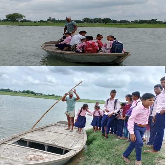 गम्भीरी नदी में पानी आने से स्कूली बच्चे परेशान, पुलिया निर्माण के दावे हवा हवाई