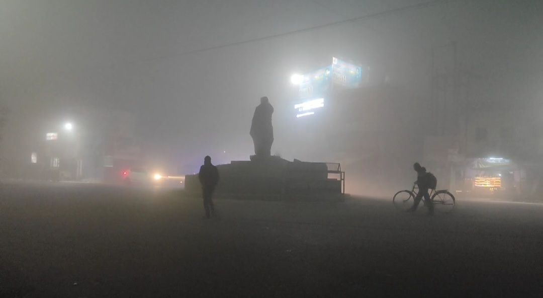 हरदोई में कोहरे का सितम जारी,चारों तरफ फैली कोहरे की घनी चादर,