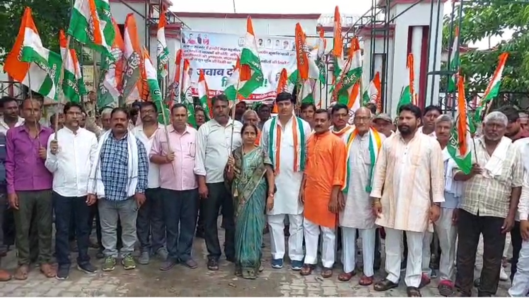 सरकारी और ट्रस्ट की जमीनों पर कब्जे का मामला कांग्रेस ने प्रदर्शन कर डीएम को सौंपा ज्ञापन